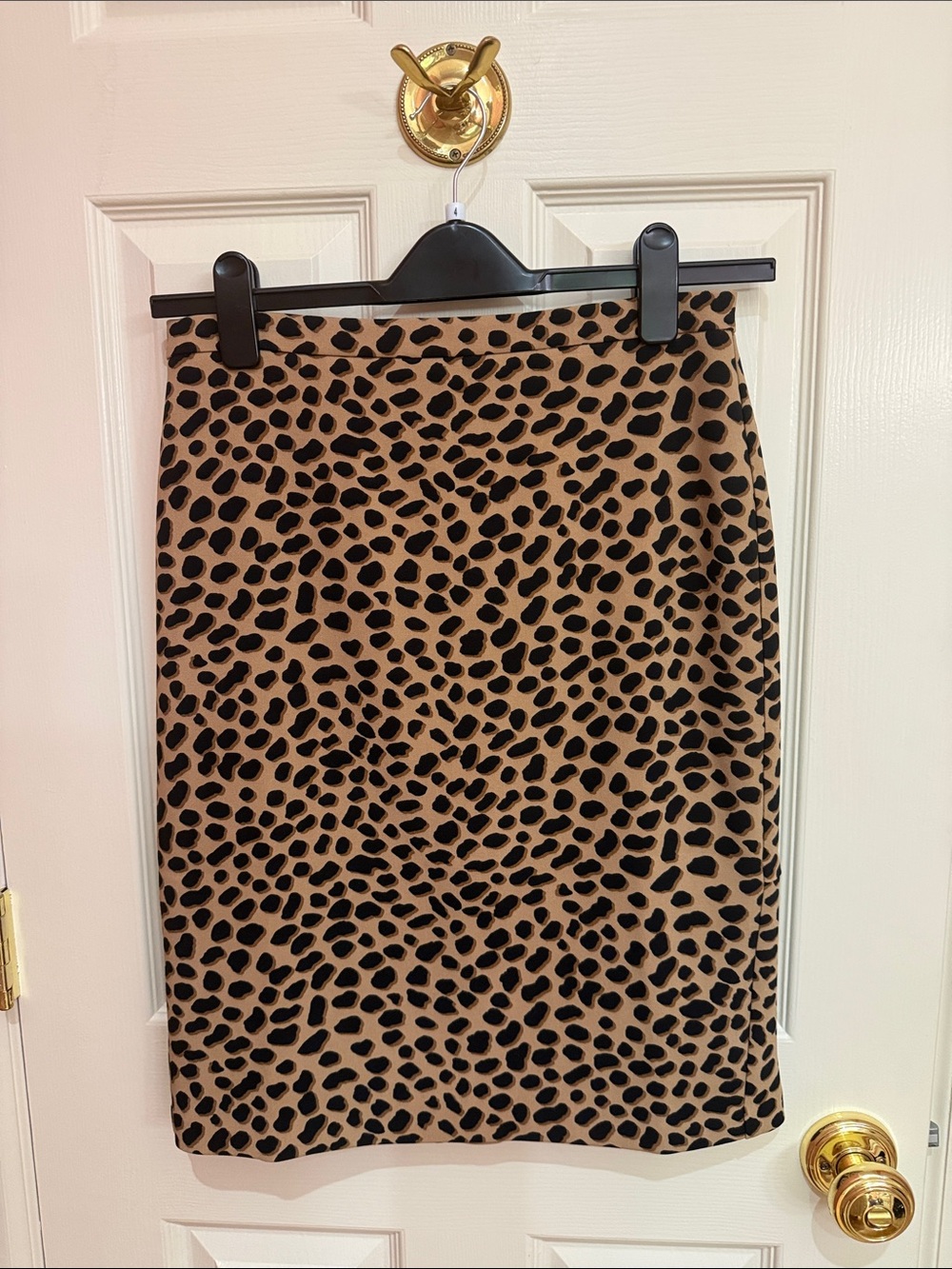 Ann Taylor Leopard Print Pencil Skirt - Black on Tan